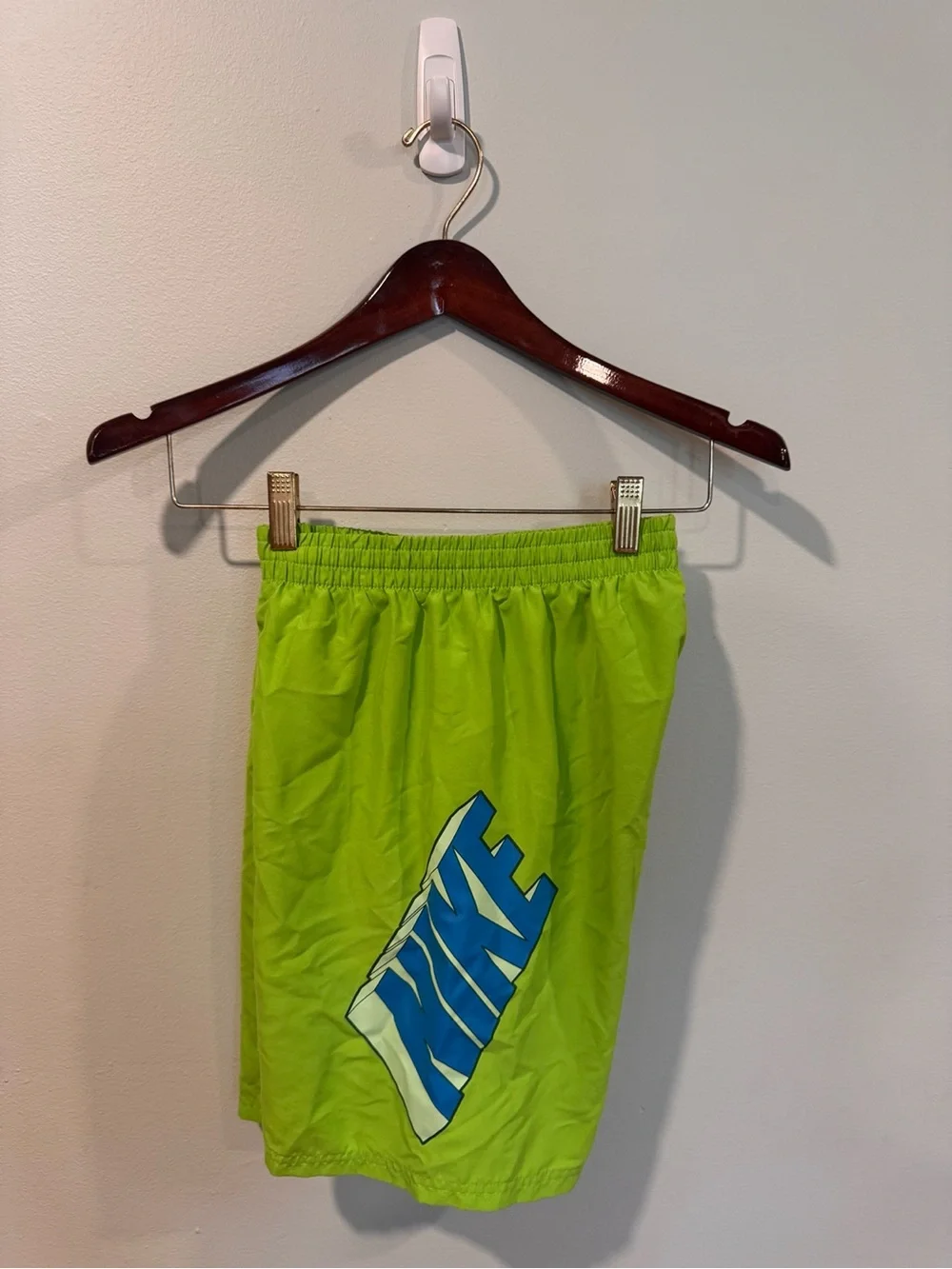 Nike Boys Neon Green Swim Trunks Big Logo Size Large